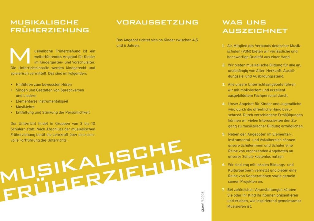 Infoflyer Musikalische Früherziehung Infoflyer Musikalische Früherziehung